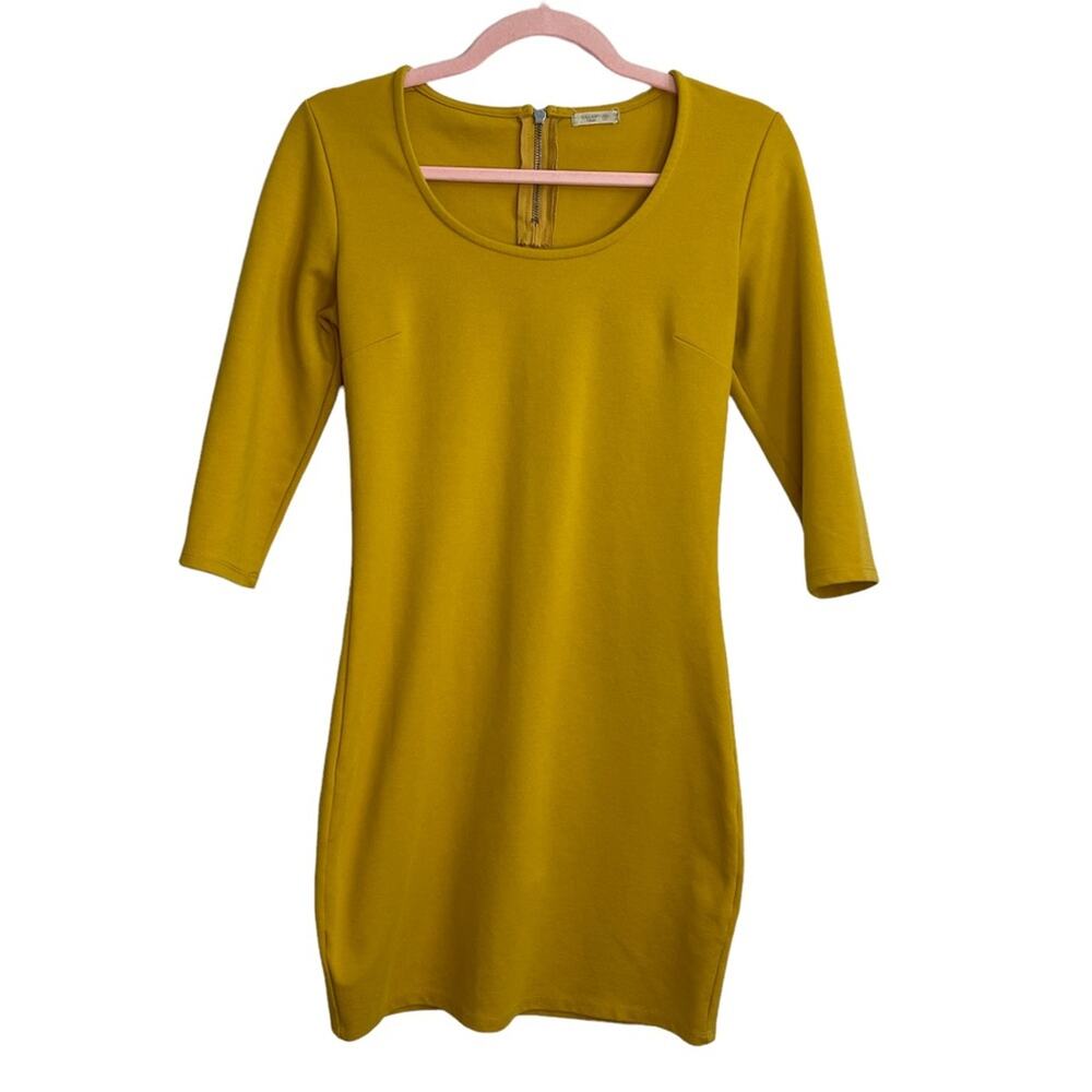 Calliope Mustard Yellow Half Sleeve Bodycon Dress